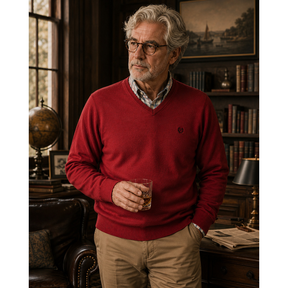 Chaps Cashmere Red V-Neck Sweater Men’s XXL Old Money Grandpa Core Luxury Knit